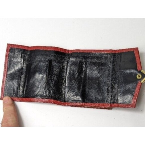 Buxton Coin Purse Womens Small Red Top Grain Cowhide Leather Trifold Coin Wallet - Picture 5 of 5